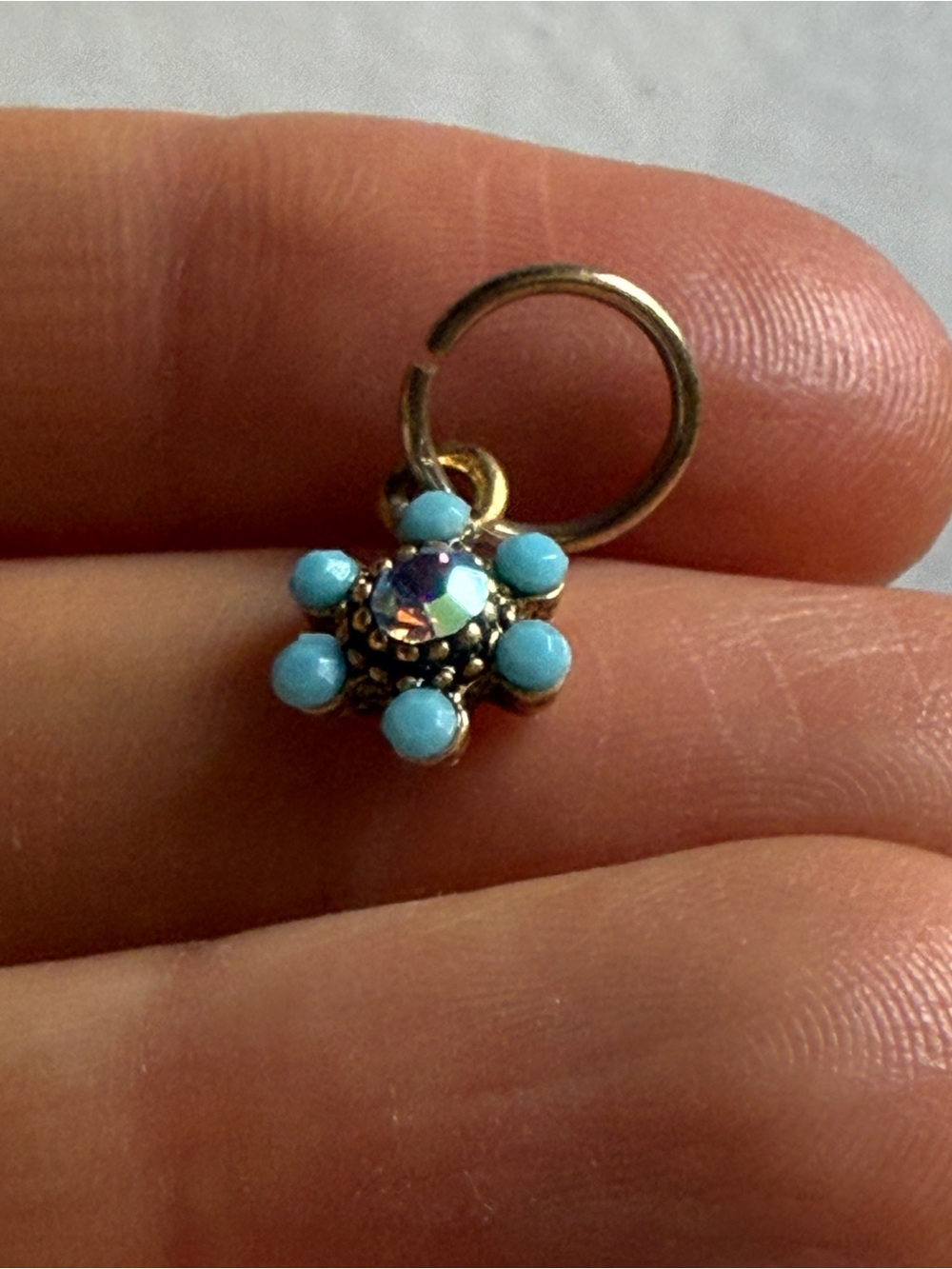 Gold-Tone Blue Starburst Charm Pendant - Women Jewelry tiny mini